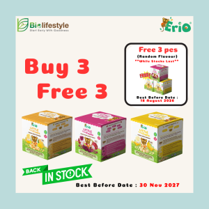(Combo Pack Of 3) Erio Little Teeny Fruits Freeze-Dried 30g (4 Sachets x 7.5g) - Free 3 Pcs Erio Little Teeny Fruits