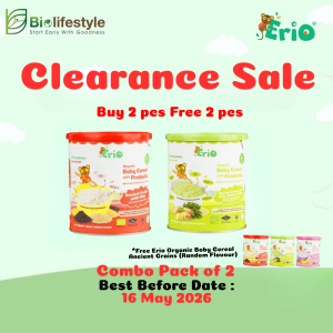 *Clearance Sale* (Combo Pack Of 2) Erio Organic Baby Cereal With Probiotic (200g x 2) - Free 2pcs