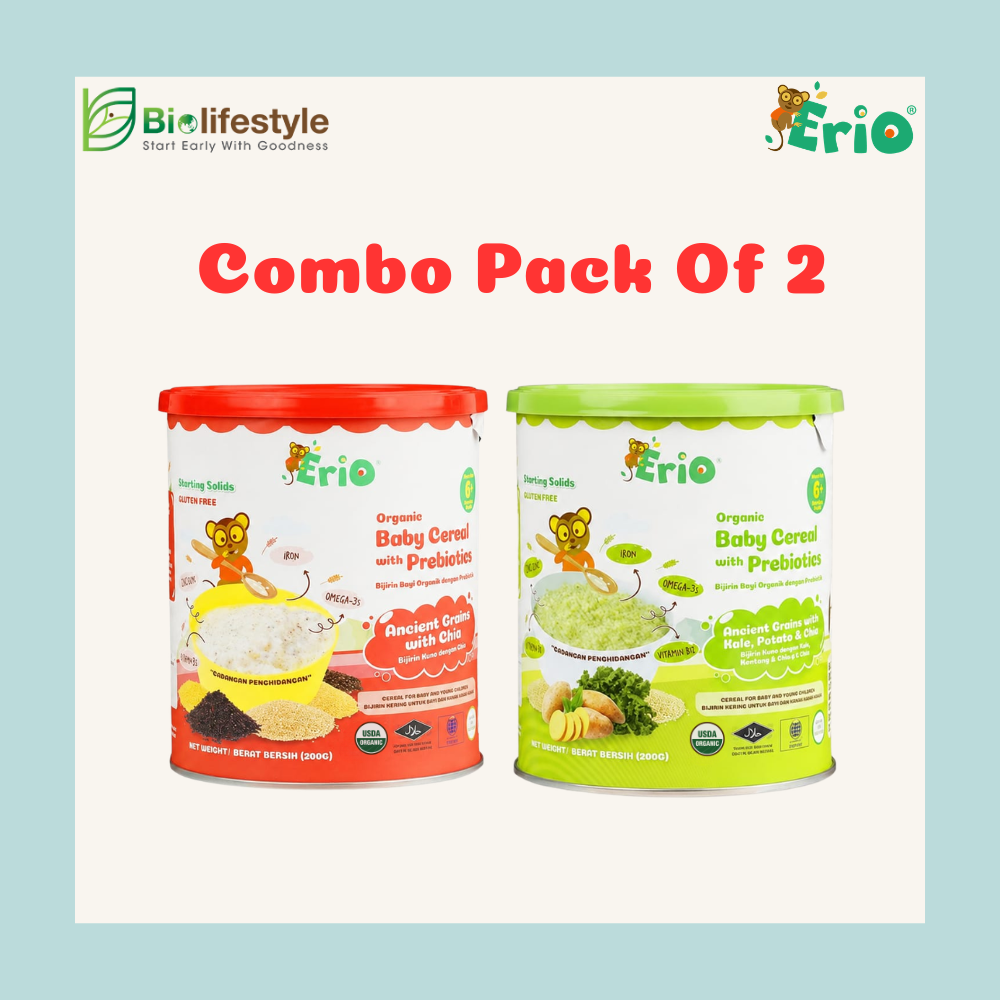 (Combo Pack Of 2) Erio Organic Baby Cereal With Prebiotic (200g x 2)