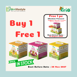 Erio Little Teeny Fruits Freeze - Dried Fruit (30g/4 Sachets x 7.5g) - Free 1 Pc Erio Little Teeny Fruits