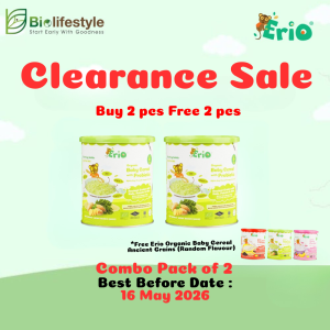 *Clearance Sale* (Combo Pack Of 2) Erio Organic Baby Cereal With Probiotic - Ancient Grains with Kale, Potato & Chia (200g x 2) - Free 2pcs