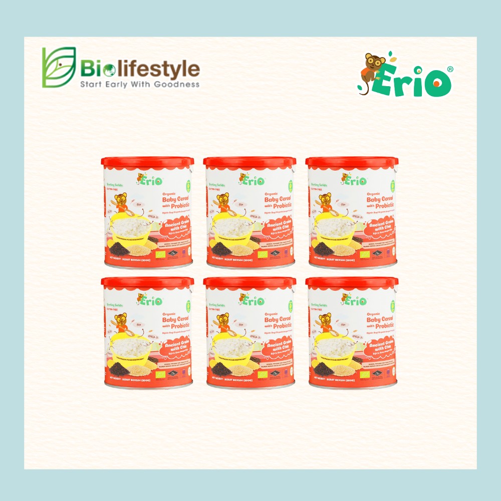 (Combo Pack Of 6) Erio Organic Baby Cereal With Probiotic - Ancient Grains with Chia (200g x 6) - Image 2