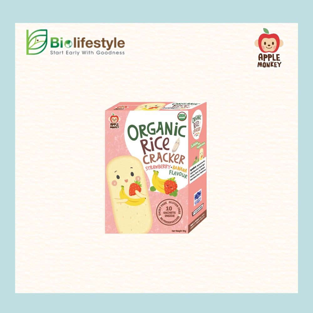 Apple Monkey Organic Rice Cracker (30g) - Image 2
