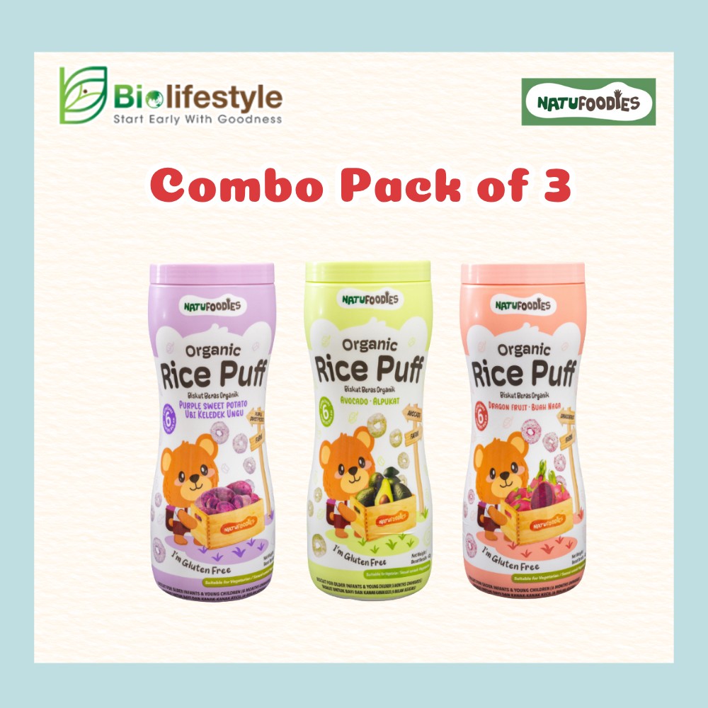 (Combo Pack Of 3) Natufoodies Organic Rice Puff (42g)