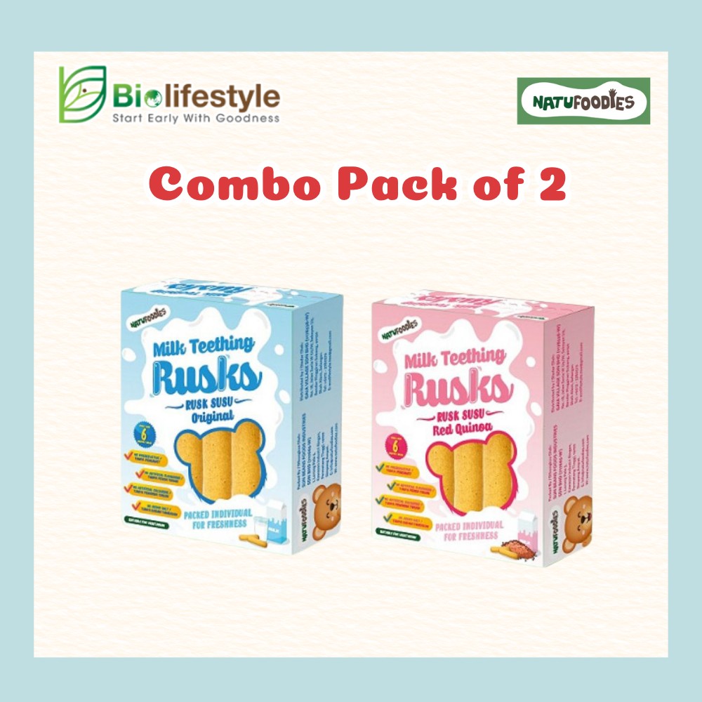 (Combo Pack Of 2) Natufoodies Milk Teething Rusks (84g)