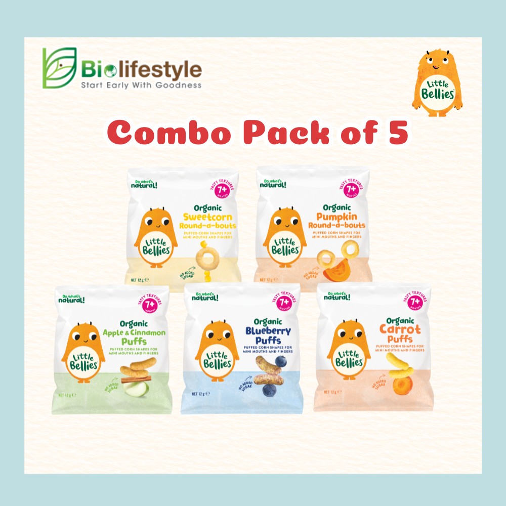(Combo Pack Of 5) Little Bellies Round A Bouts & Organic Baby Puff (12g x 5)