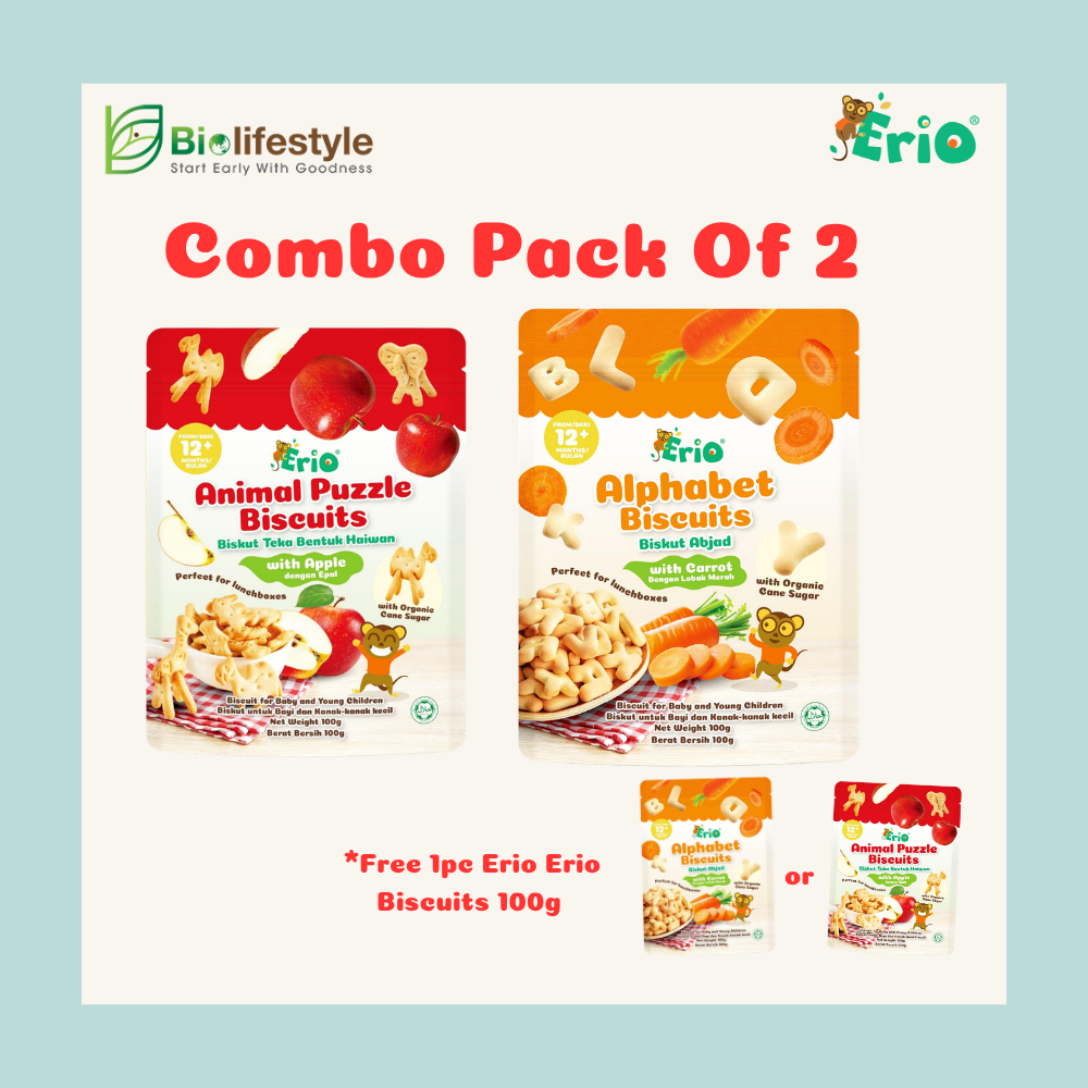 (Combo Pack Of 2) Erio Biscuits (100g x 2) - Free 1 Pc Erio Biscuits