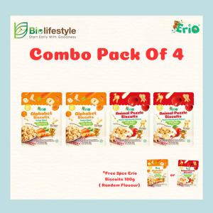(Combo Pack Of 4) Erio Biscuits (100g x 4 Pcs) - Free 2 Pcs Erio Biscuits