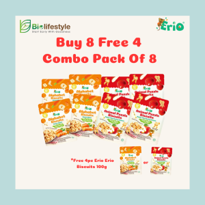 (Combo Pack Of 8) Erio Biscuits (100g x 8) Free 4 Pcs Erio Biscuits