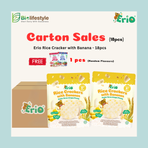 (Carton Sale) Erio Rice Crackers With Bananas (25g x 18 pcs) *Free 1pc Erio Little Tubes*
